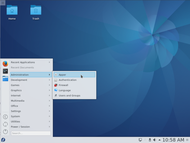 Fedora 25 KDE pop-out menu
