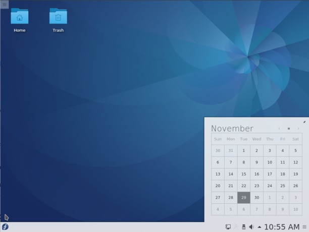 Fedora 25 KDE desktop calendar