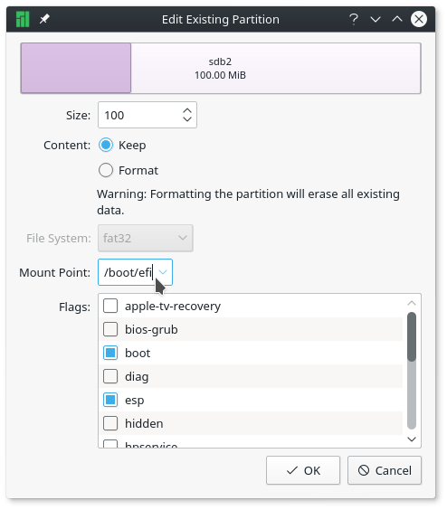 Boot EFI partition Manjaro 16.10