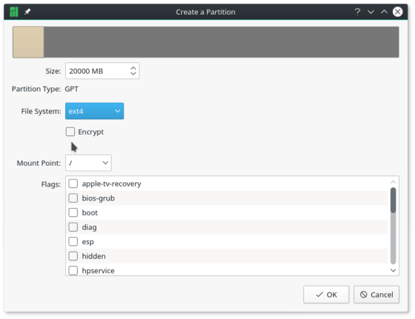 Manjaro 16.10 root partition