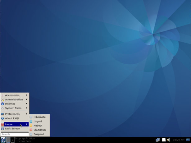 Fedora LXQt desktop power options