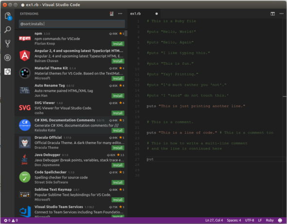 Visual Studio Code extensions