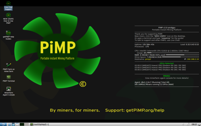 PiMP cryptocurrency mining OS
