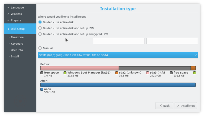 KDE Neon installer