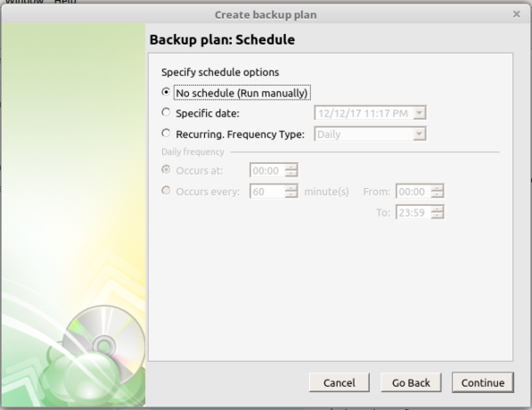 CloudBerry Backup schedule