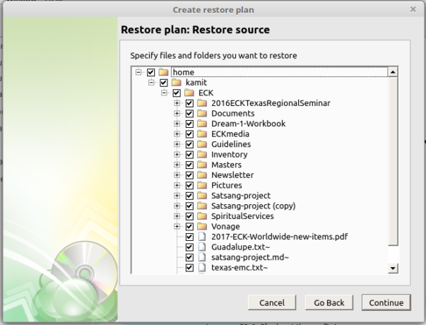 CloudBerry Backup restore files
