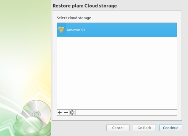 CloudBerry Backup restore operation