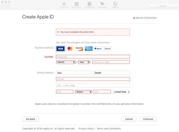 Billing Apple ID