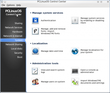 PCLinuxOS 2011.6 Control Center