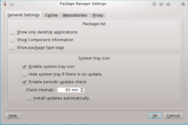 Pardus 2011.1 Package Manager Settings