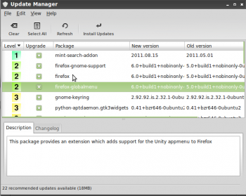 Update MAnager on Linux Mint 11 LXDE
