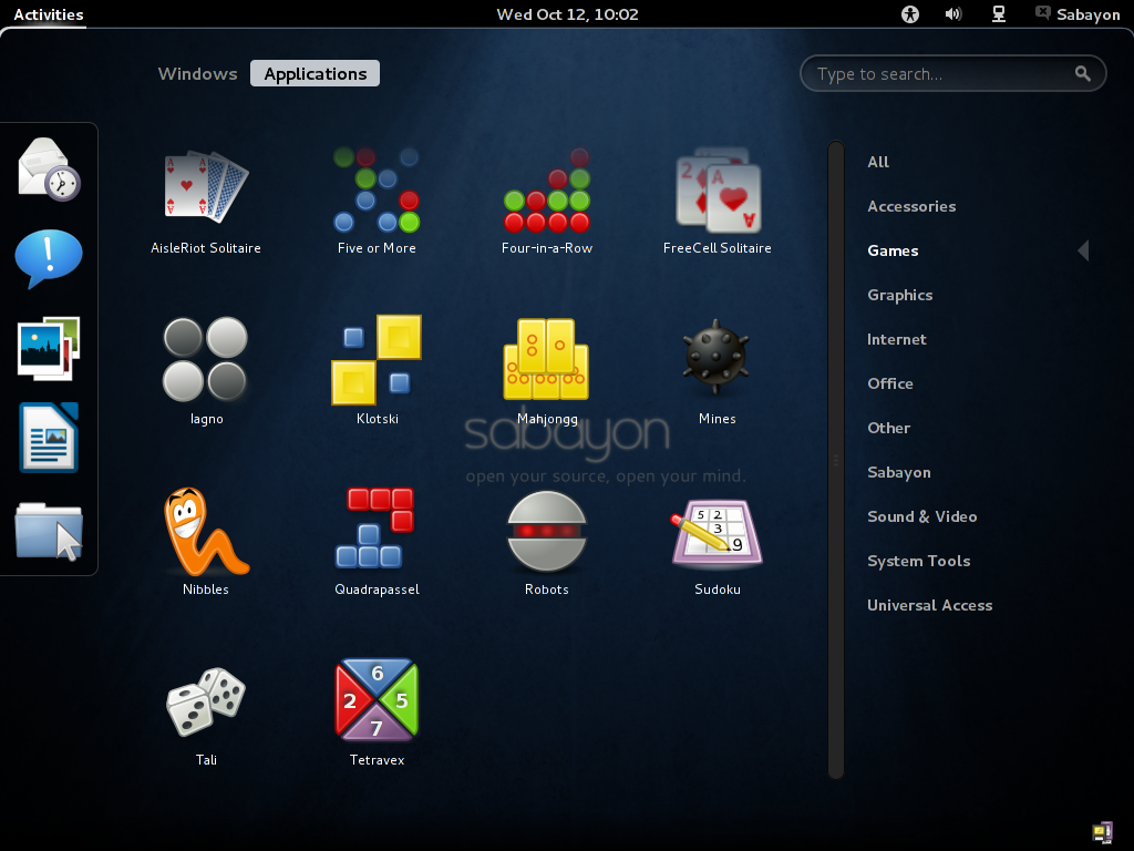 Sabayon 7 GNOME 3 Games