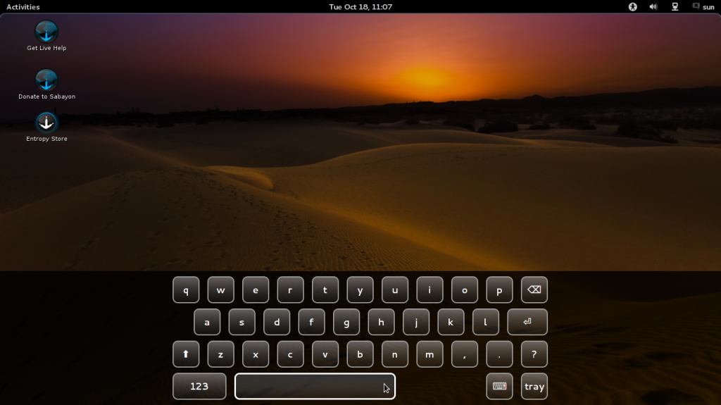 Onscreen Keyboard Sabayon 7 GNOME 3