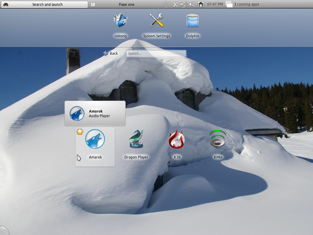 Kubuntu KDE Netbook Interface