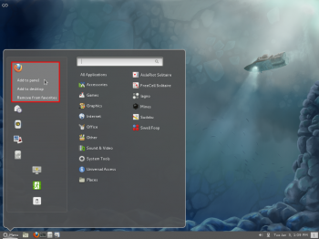 Fedora 16 Cinnamon Menu