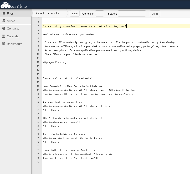 owncloud Text Editor