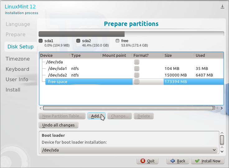 Linux Mint 12 KDE Advanced Partition Tool