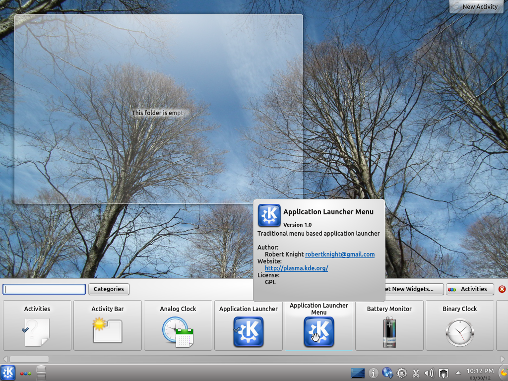 Kubuntu 12.04 Desktop Add Widgets