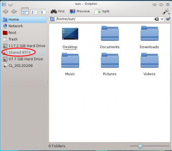 Chakra KDE Dolphin NTFS Partition