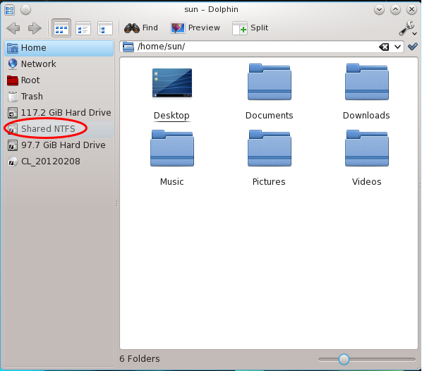 Chakra KDE Dolphin NTFS Partition