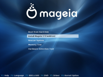 Mageia 2 Beta 3 Boot Menu