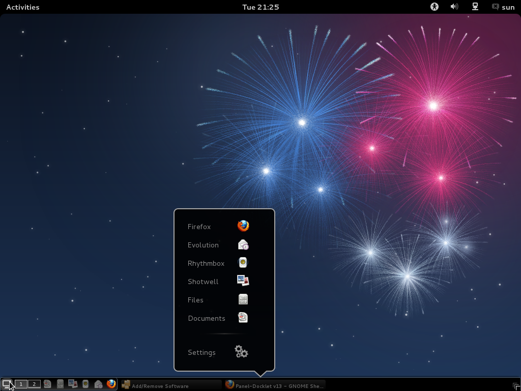 Fedora 17 GNOME Panel-Docklet