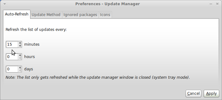 Linux Mint Debian 201204 Updates Manager