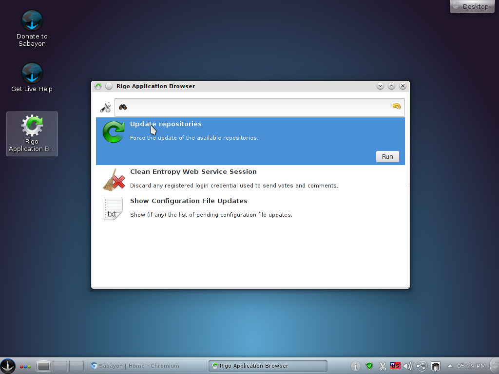 Sabayon 9 KDE Rigo Apps
