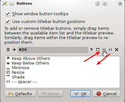 KDE Windows Configuration Titlebar