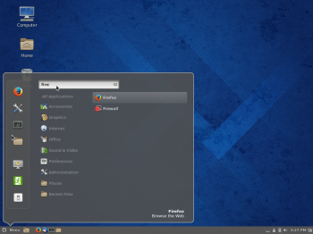 Fedora 20 Cinnamon menu search