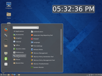 Fedora 20 Cinnamon menu