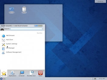 Fedora 20 KDE Kickoff menu