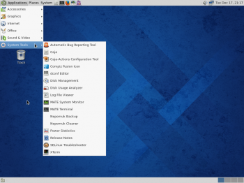 Fedora 20 MATE desktop menu