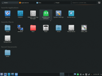 Manjaro 0.8.9 KDE Homerun menu