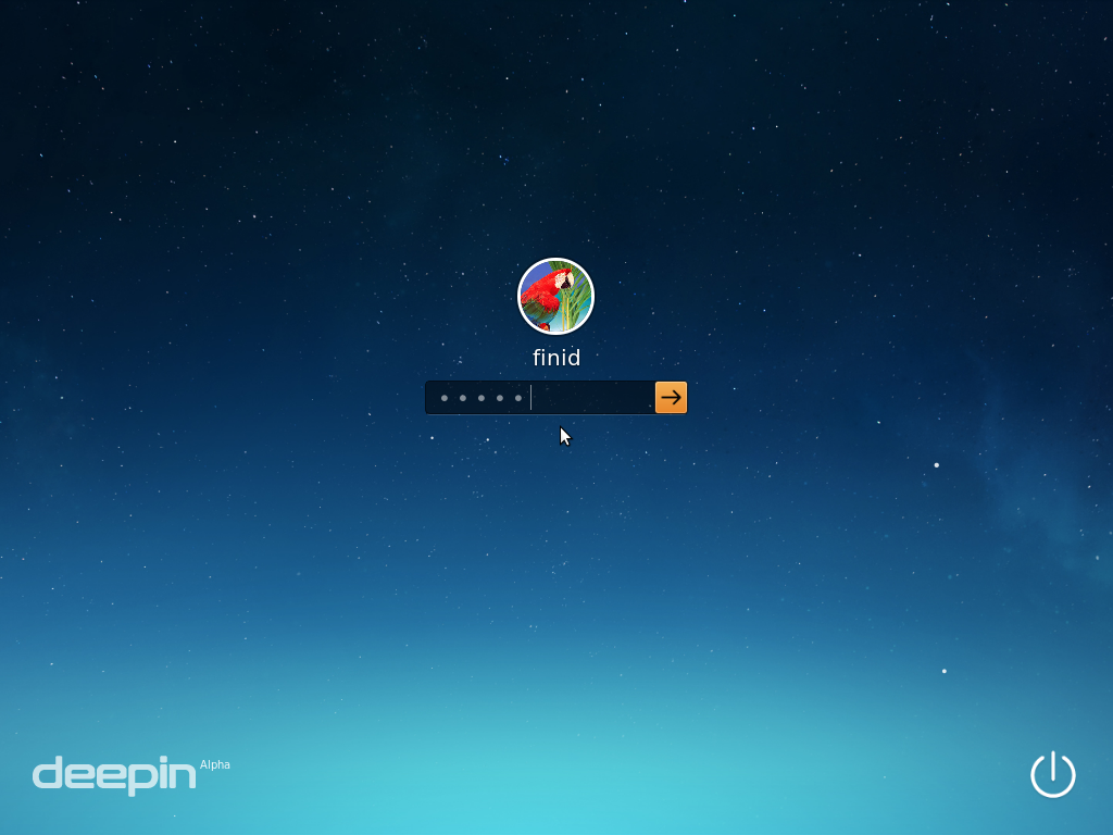 Linux Deepin 2014 login screen