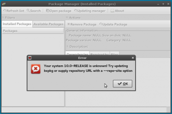 GhostBSD bxpkg graphical package manager