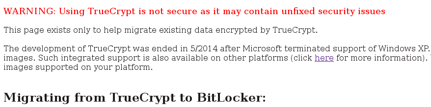 TrueCrypt is discontinued