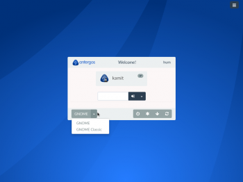 Antergos GNOME 3 Login session