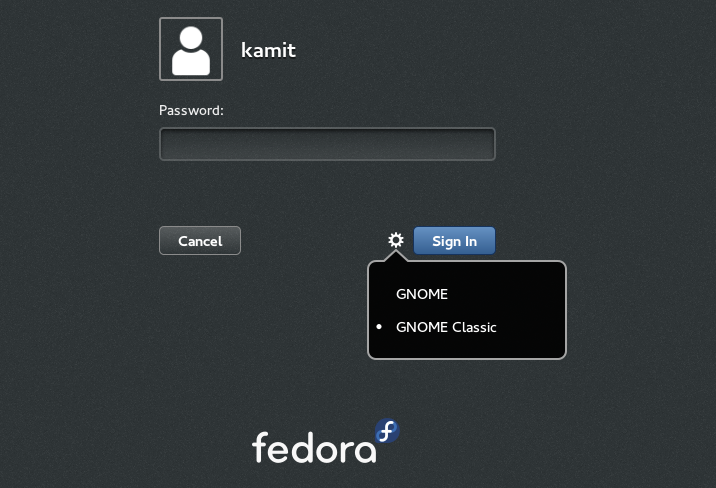 Fedora Rawhide GNOME GDM