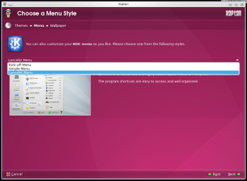Kaptan menu setup