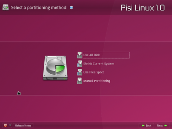 YALI disk partition options