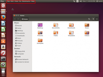 Ubuntu 14.10 Desktop menu bar