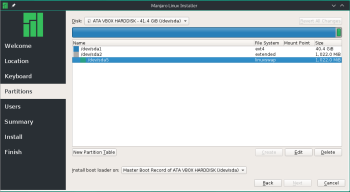 Calamares manual disk partition