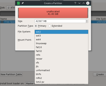 Calamares partition editor