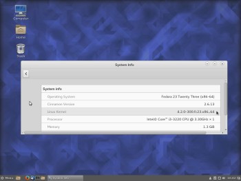 Fedora 23 Cinnamon system info