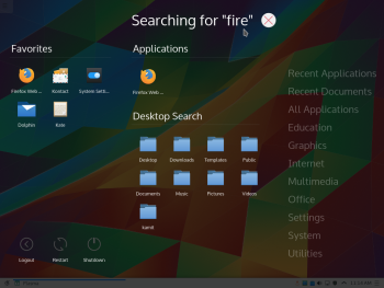 KDE 5 Application Dashboard search