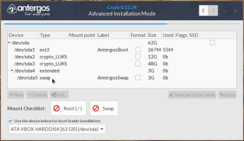 Antergos unencrypted swap partition