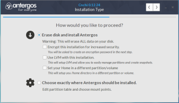 Cnchi automated disk partitioning