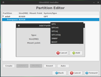 GhostBSD 10.1 file systems