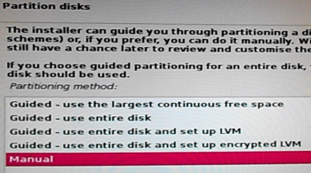 Kali Linux 2 disk partition methods